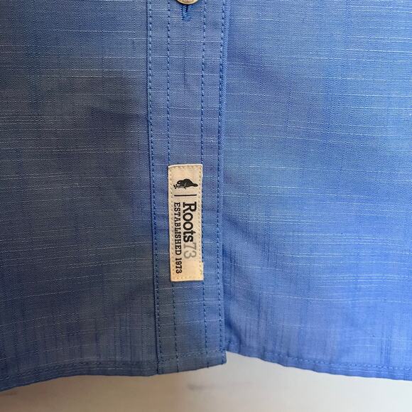 Roots73 Clearwater Button Up Women Shirt Size Large Blue M Patch #97100 Rolltab - Picture 5 of 12
